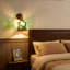 Applique murale en verre coloré rétro avec applique en laiton et bois, lampe murale décorative