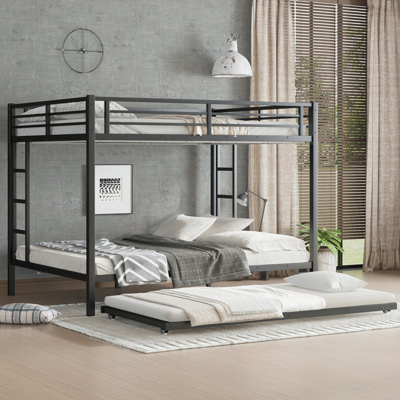 Metal Bed with Trundle, Queen Over Queen