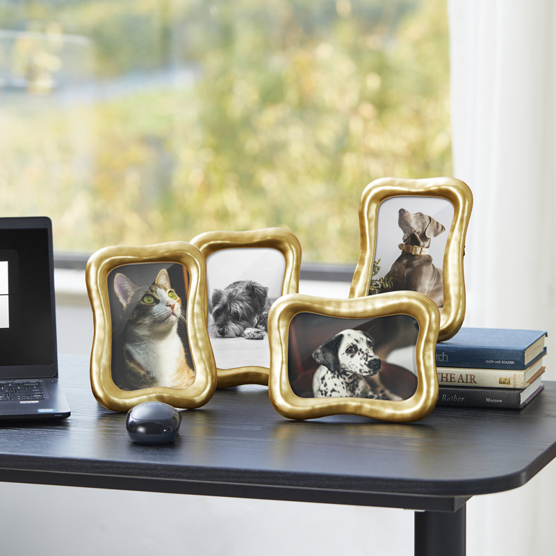 4 Pieces Vintage Gold Resin Tabletop Picture Frames-4X6