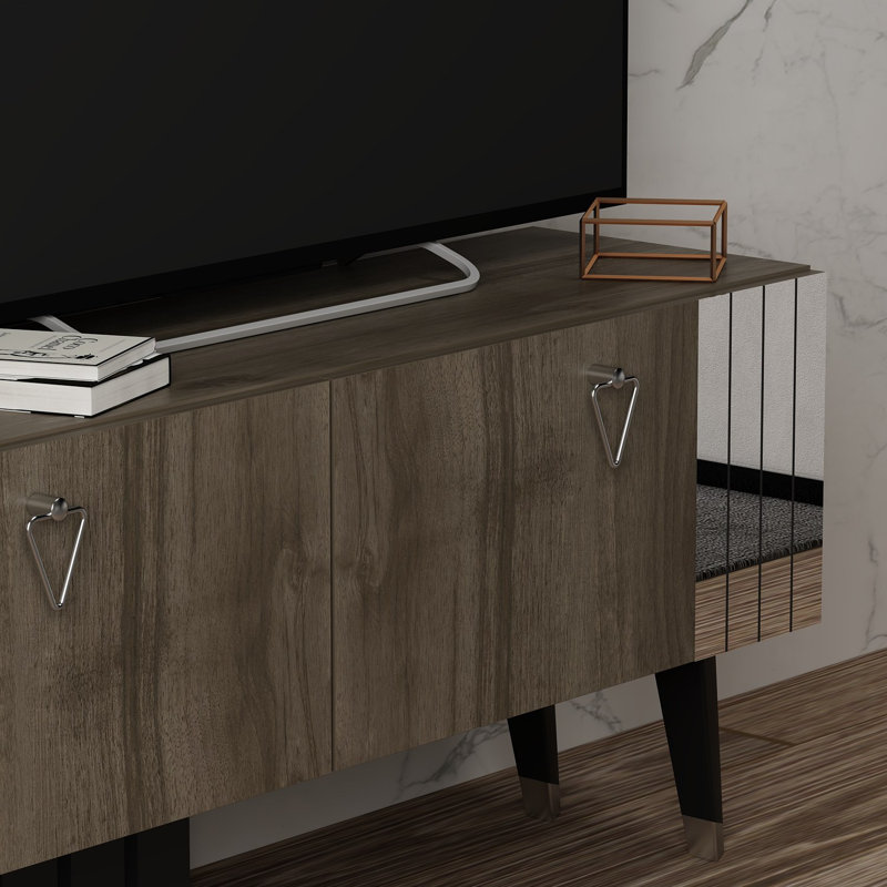 Meuble télé élégant, finition noyer, 47,2 po x 11,8 po x 19,7 po | 100% panneau de particules enduit de mélamine, épaisseur: 0,7 pouce | Pieds en PVC durable (5,9 pouces de hauteur) | Design moderne pour le salon et les espaces de divertissement
