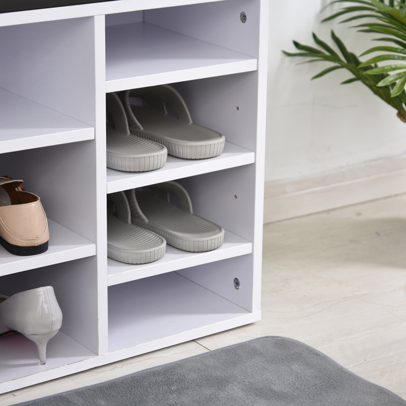 14 Pair Shoe Storage Bench, White