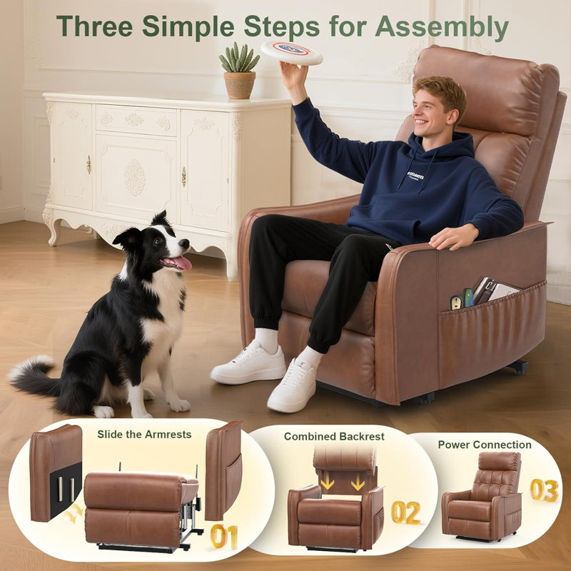 Upholstered Heated Massage Chair, 2Brown