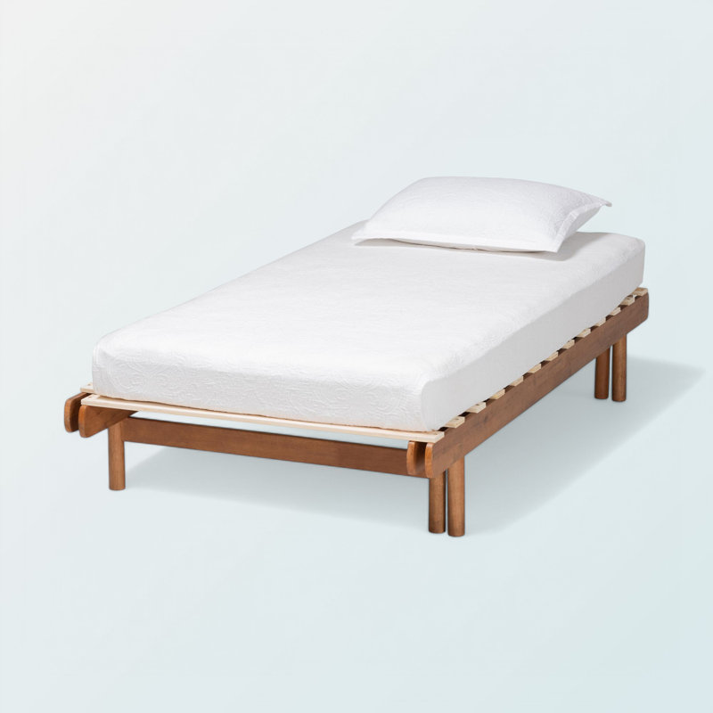 Xola mid-century Brown Expandable Twin to King Bed Frame, 12.28'' H X 73.81'' W X 74.69'' L