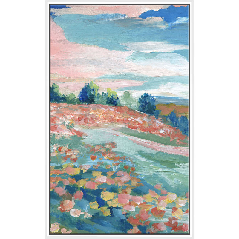 «Pastoral View» par Nan - peinture sur toile à cadre flottant, H 43,5 po x l 27,5 po