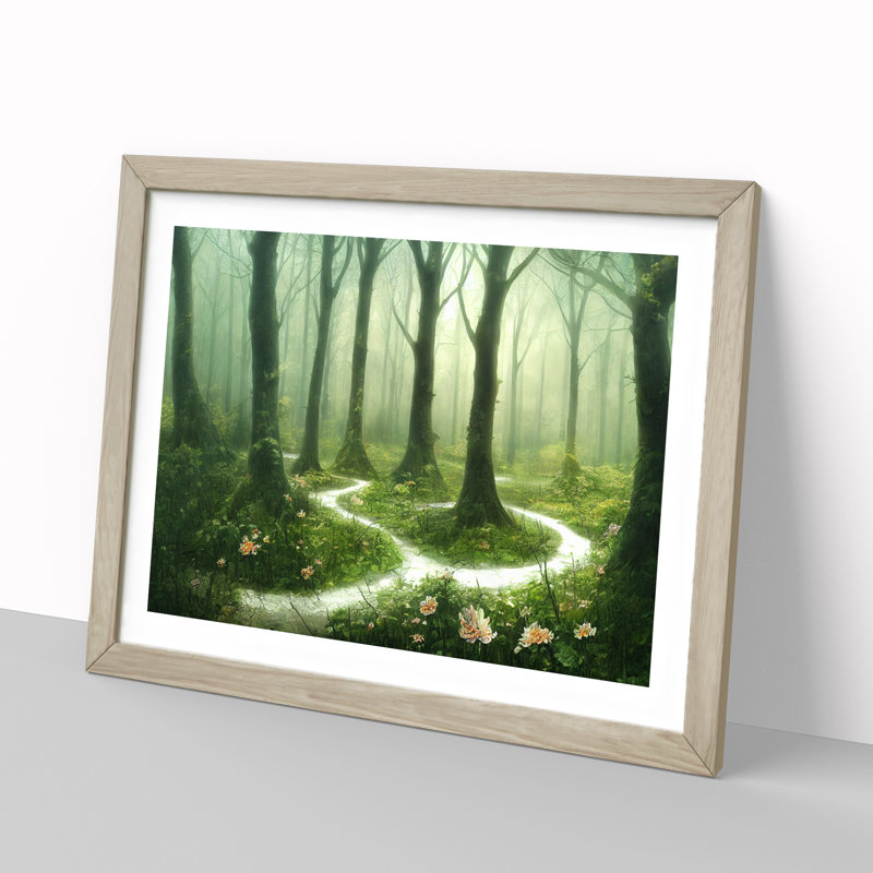Fanciful Spring Forest - Framed Print, 34cm H x 46cm W x 2cm D, Oak