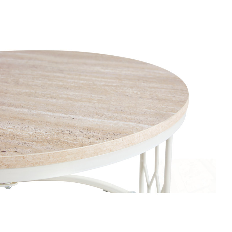 Table basse ronde avec base robuste, White Top/White Base