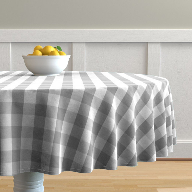 Knopp Plaid 100% Cotton Tablecloth, 60" Round, Gray
