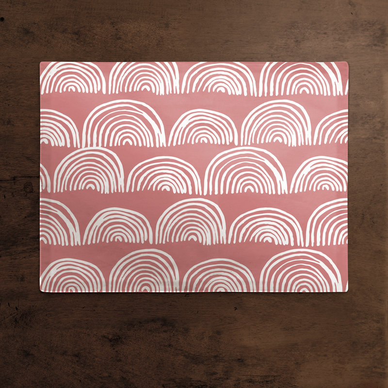 Poly Twill Abstract Rectangle Placemat, Pink