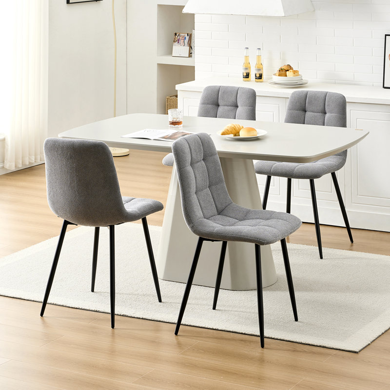 50cm H Upholstered Metal Side Chair, 4, Lightgrey, Chenille
