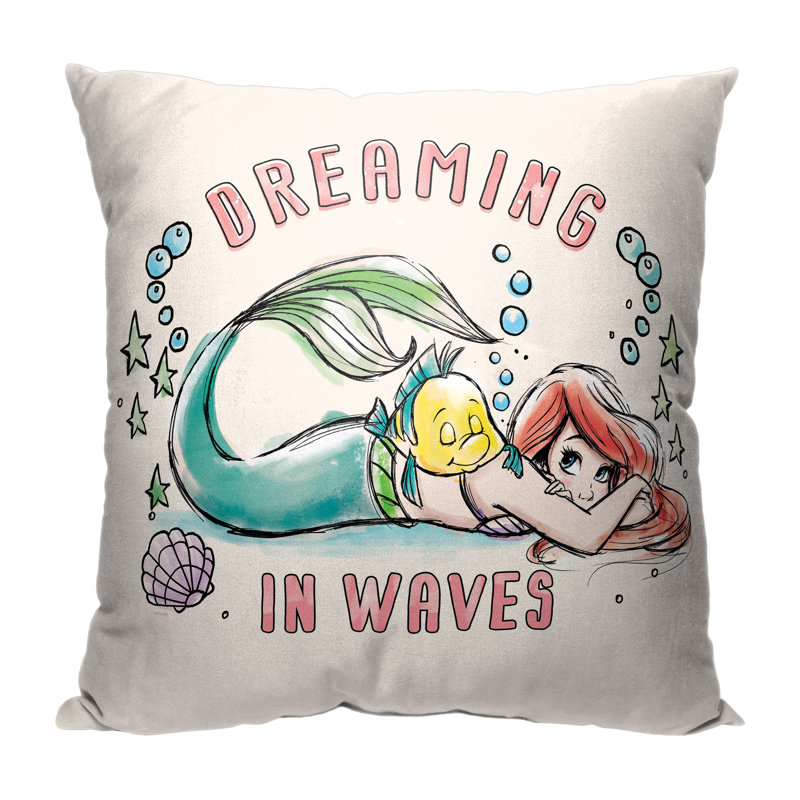 Disney Little Mermaid Dreaming In Waves 18" x 18" Throw Pillow