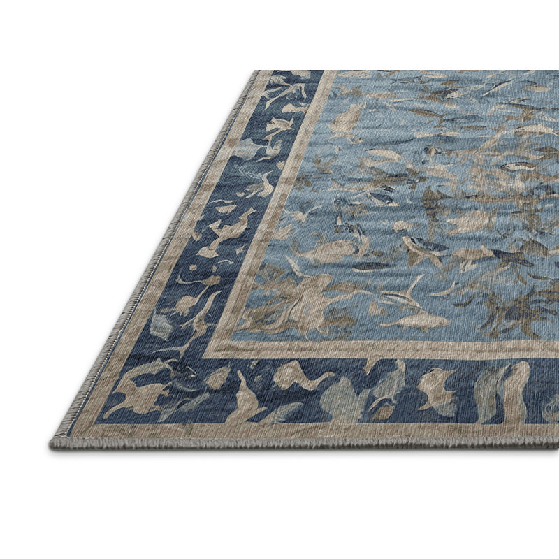 Machine Washable Gray Area Rug, Round 8'