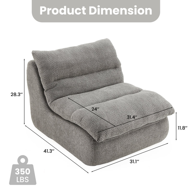 Chaise d'appoint rembourrée Modern, Gris