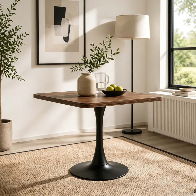 Table de salle à manger carrée Tulip, H 28,7 po x l 27,8 po, Noyer