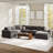Cioffi Gosport 148"W Oversized L Shaped 8 Piece Down Blend Modular Cloud Sectional Sofa with Removable Cushion Cover-121600855