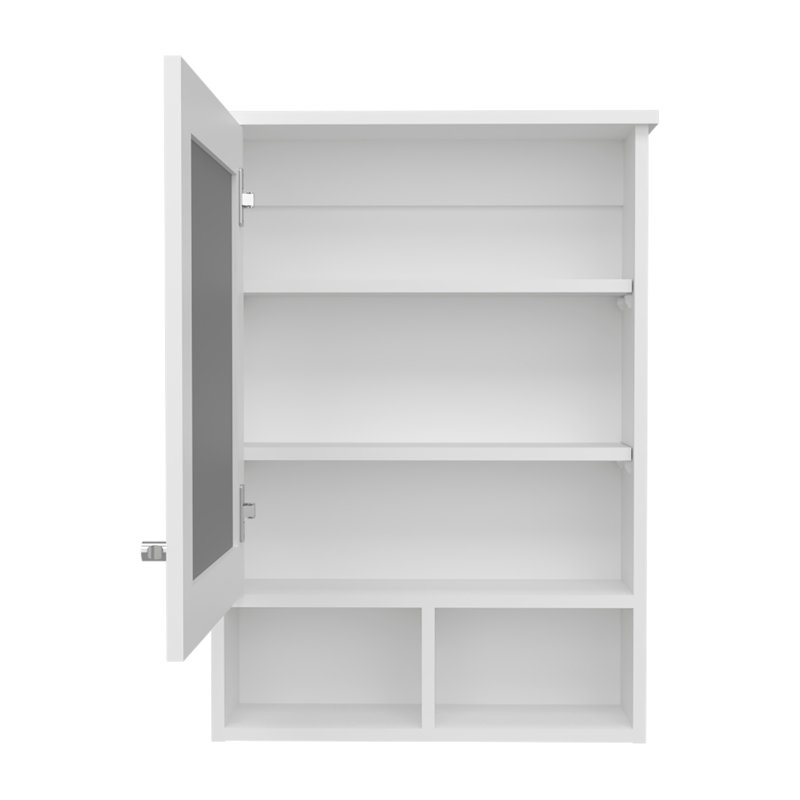 Pharmacie H 29 po, avec 5 tablettes, 1 porte et 1 miroir, Blanc