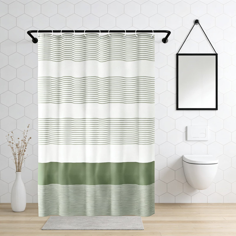Rideau de douche avec pampilles, mélange de coton, rayures douces pour le décor de la salle de bain, 72 po x 72 po, lavable à la machine