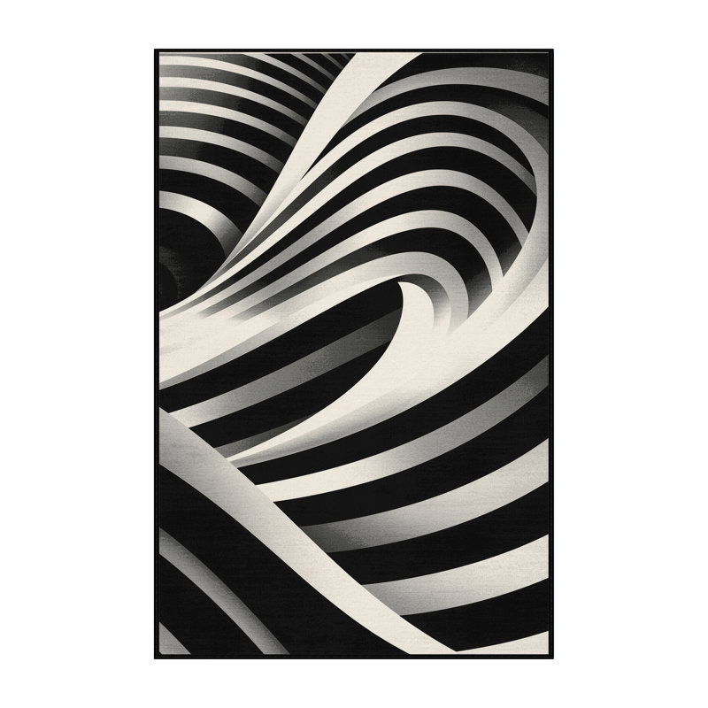 Tapis noir élégant et chic lavable à la machine Pantelis, 8 x 10