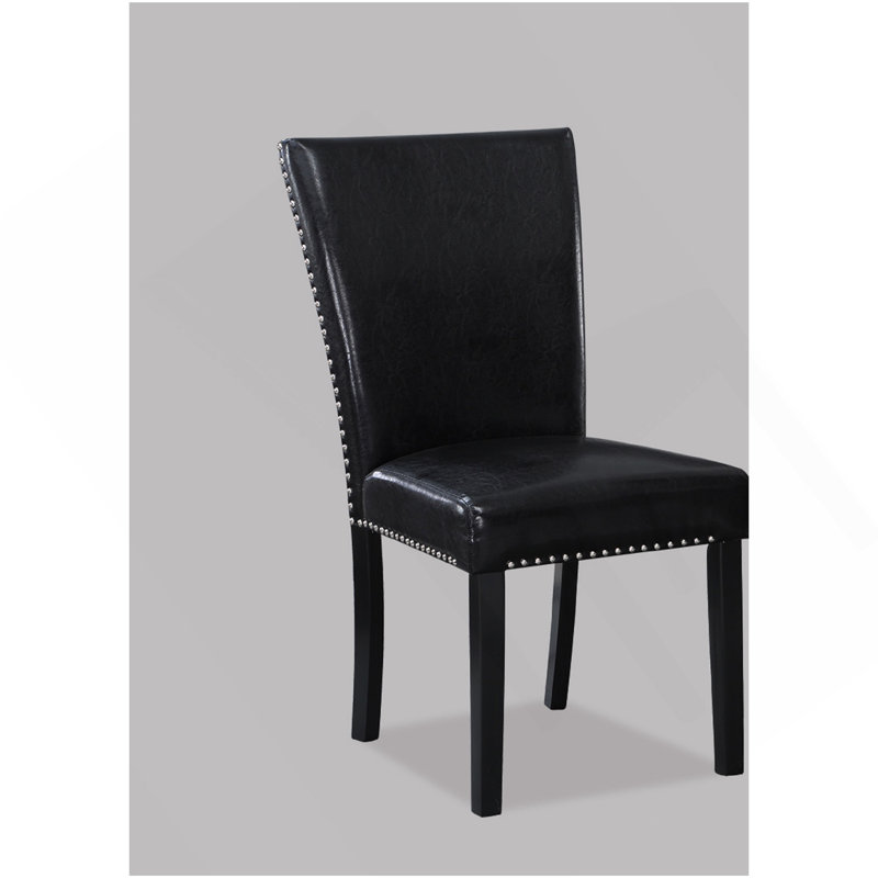 Chaise d'appoint 2 pièces rembourrée avec garniture cloutée et similicuir noir