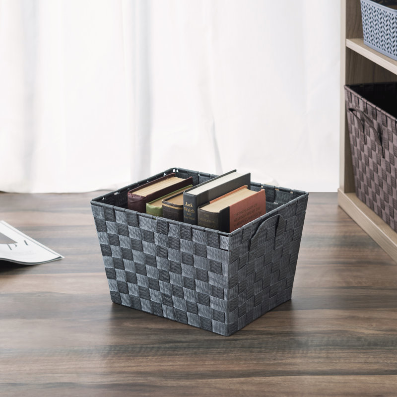 Panier en tissu à sangle moyenne, H 8 po x l 12 po x P 10 po, gris