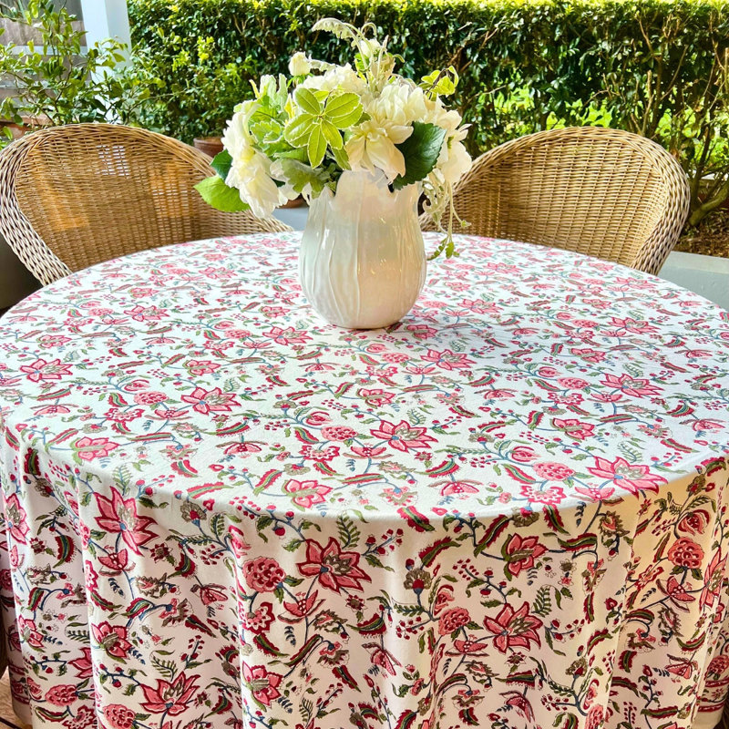 Round Tablecloth - Multicolor Floral Chintz, 60" Round
