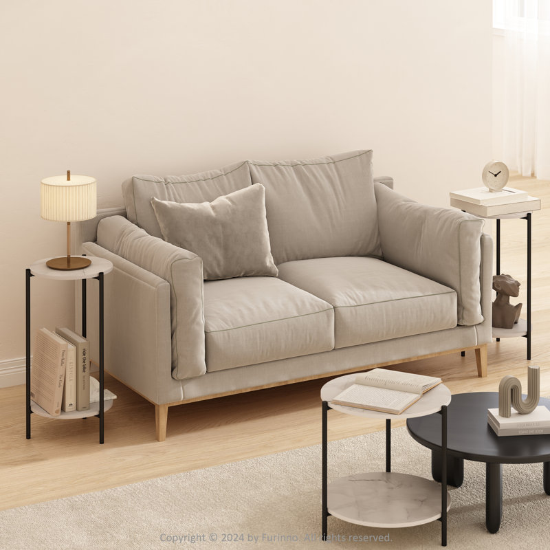 Kandus End Table Set, Marble White