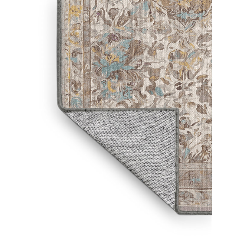 Machine Washable Gray Area Rug, Rectangle 5' x 7'