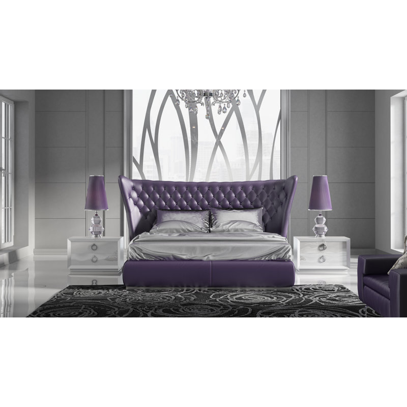 Klass Upholstered Wingback Bed, Queen