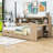 Wood Daybed with Storage Shelves,2 Storage Drawers and Study Desk-1874801092-1874801093