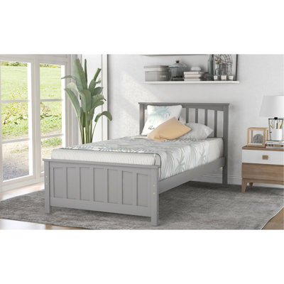 Twin Size Wood Platform Bed, Gray With A Sleek Look For Charming Bedroom Decor