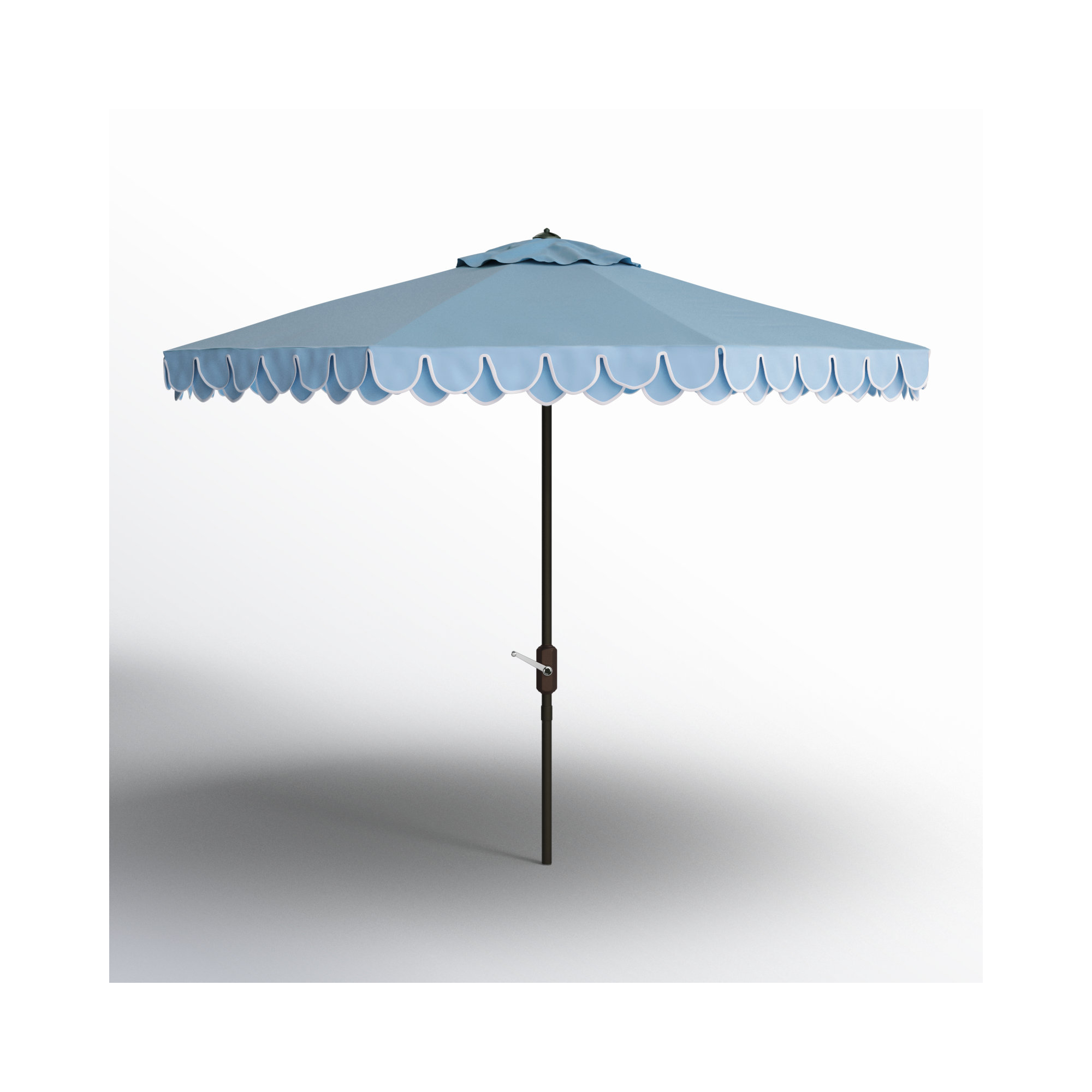 Iago Outdoor Umbrella, Brown, Baby Blue/White