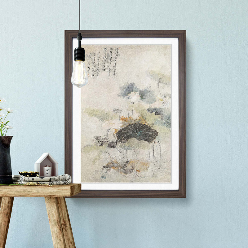 Lotuses on a Summer Evening by Yun Shouping - Picture Frame Painting Print, 65cm H x 48cm W x 2cm D, Walnut Framed