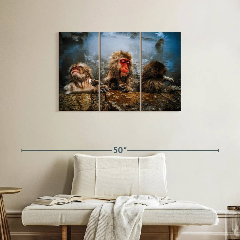 Brampt Japanese Macaque Monkeys, 24" H x 38" W
