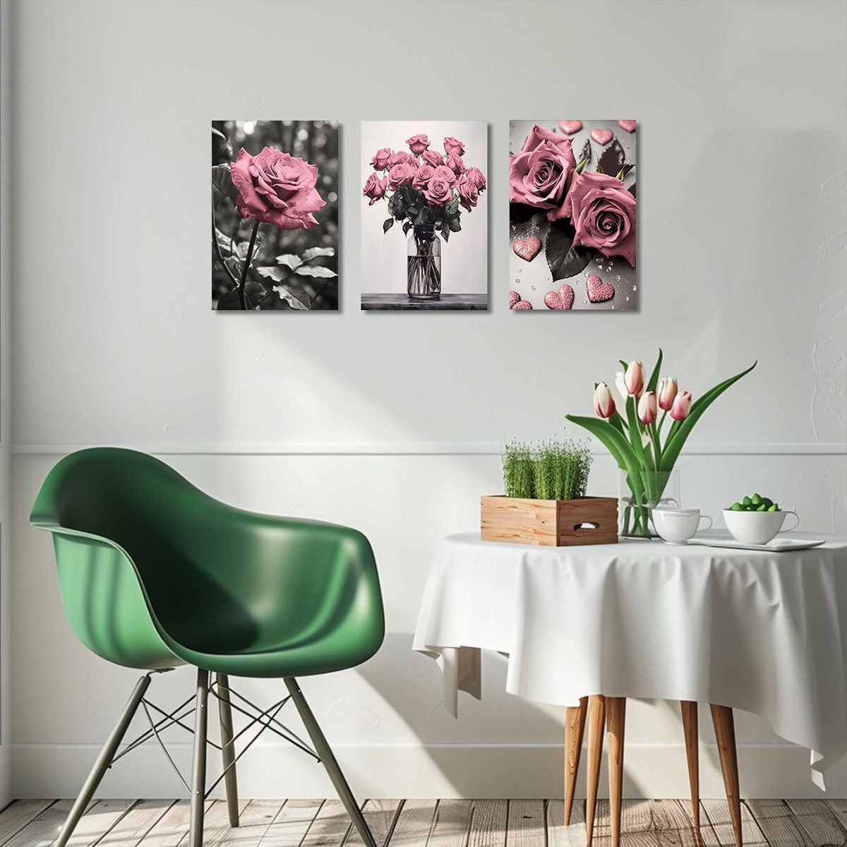 Winston Porter Pink Rose Wall Art 3 PCS Bloom Pink Flower Canvas Prints ...