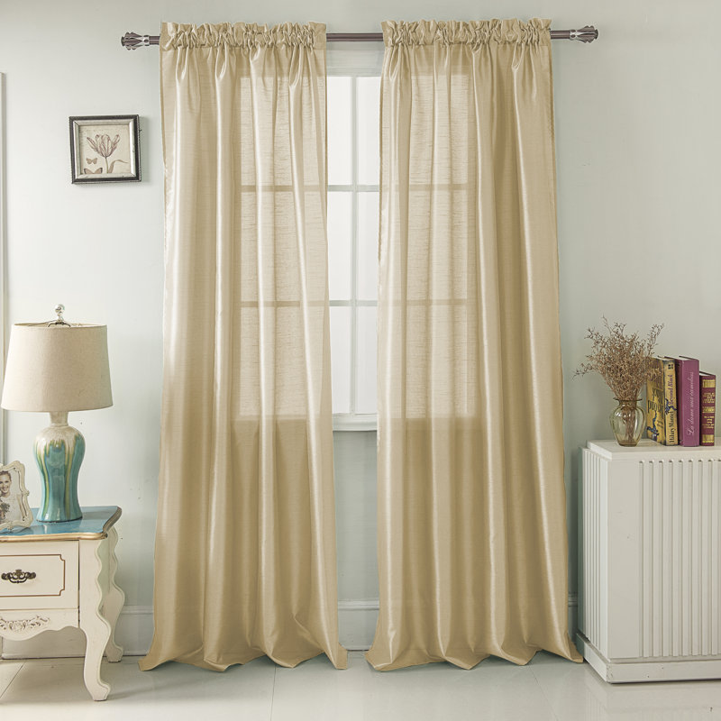 Panneau de rideau de fenêtre semi-transparent Alexzavier, Beige, l 54 po x L 90 po