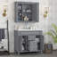 Meuble-lavabo de salle de bain avec lavabo supérieur et armoire à miroir-2066731631