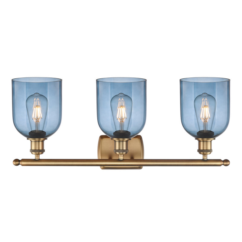 Meuble-lavabo à 3 lumières 26 po Ballston Anacaren, Laiton brossé, Bleu princesse