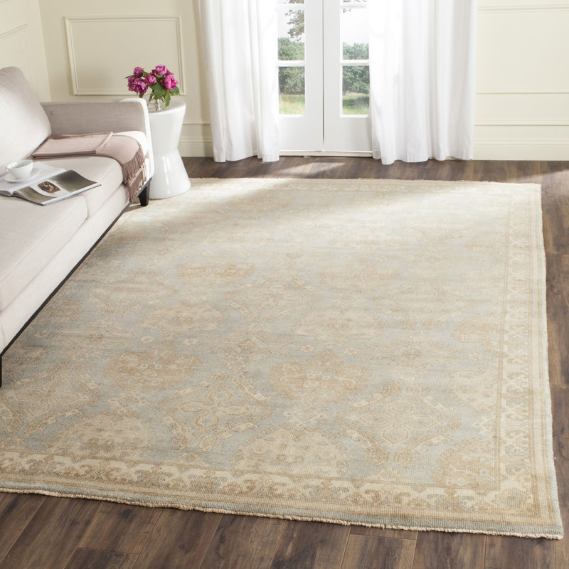 Sivas Hand-Knotted Light Blue/Ivory Area Rug, Rectangle 9' x 12'