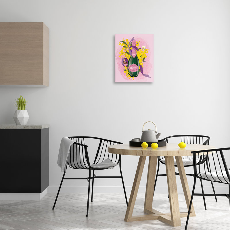 Art floral sur toile Floral Champagne par Be Ni La, H 20 po x l 16 po