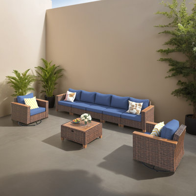 Ensemble de 8 meubles de patio pour l'extérieur, ensemble de conversation en osier pour terrasse