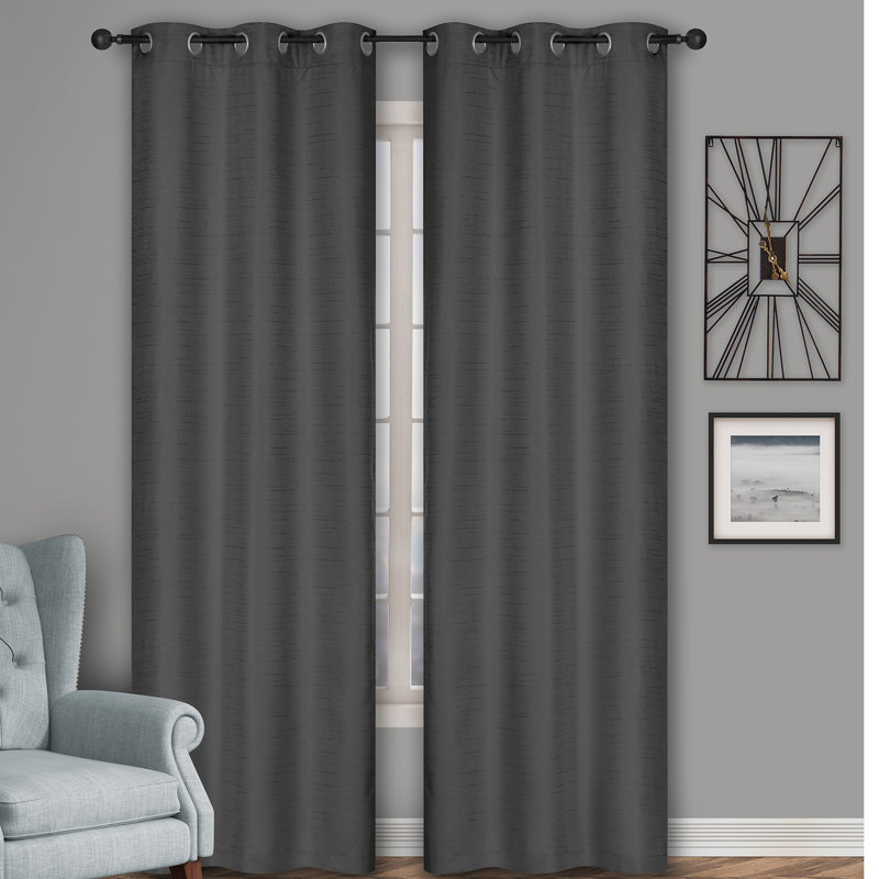 Room Darkening Curtain Pair, Charcoal
