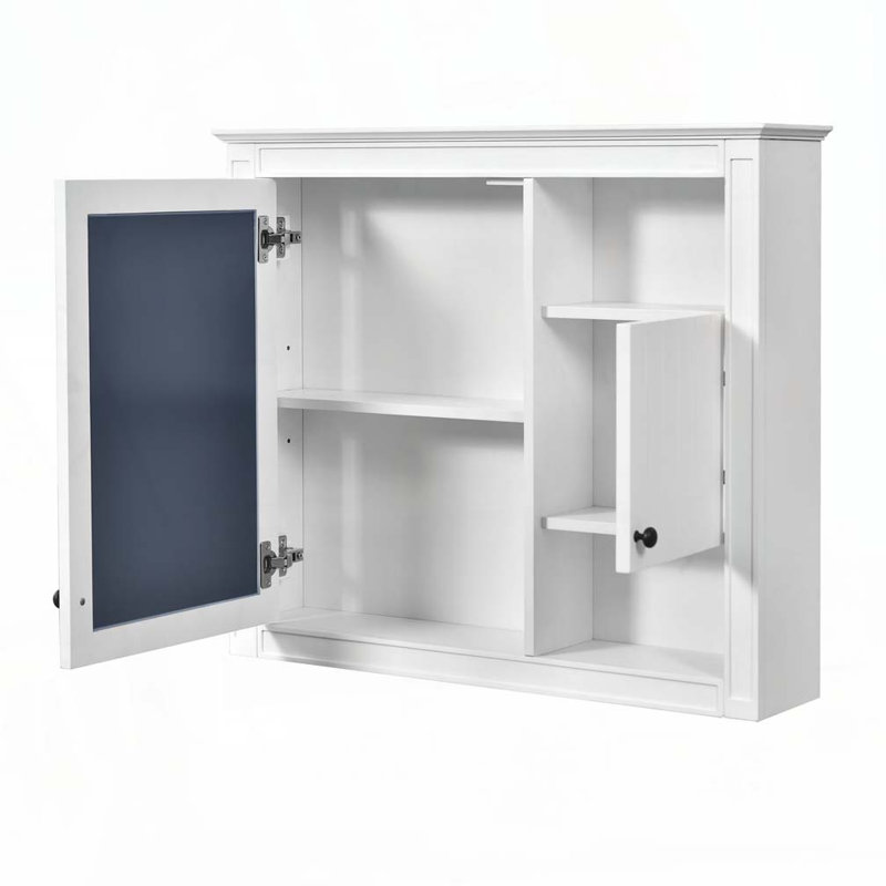 Armoire de salle de bain murale avec miroir, armoire avec 3 tablettes réglables