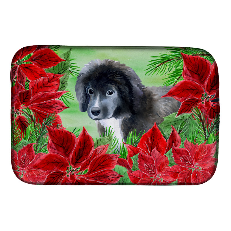 Tapis de séchage poinsettas chiot terre-neuve
