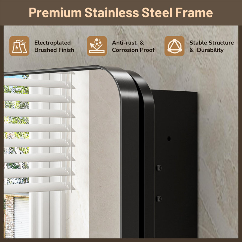 Gervon Rectangle Recessed Medicine Cabinet with Adjustable Shelves, 26" H x 20" W x 5" D, Black