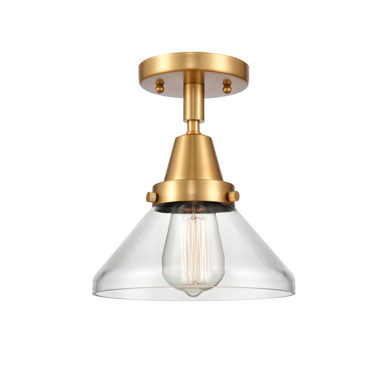Amede Glass Semi Flush Mount, Clear, Satin Gold