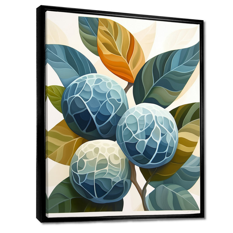 «Limes in Summer Light», art mural sur toile encadré botanique, H 44 po x l 34 po, Cadre flottant noir