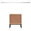 Table d'appoint Birch Coastal Modern avec tiroir, plateau en bois naturel et pieds en métal noir