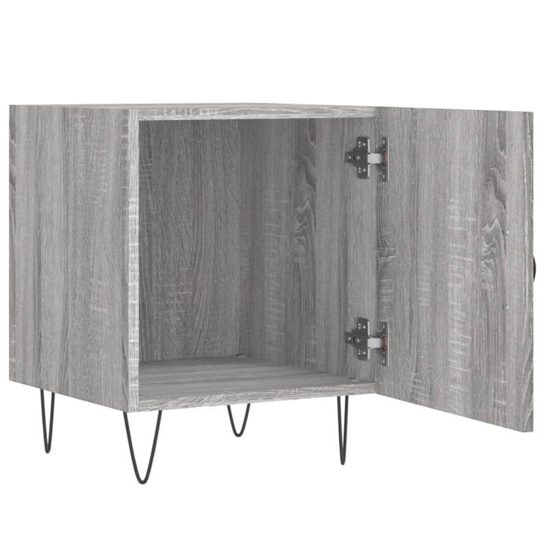 Couey 40cm W Iron Bedside Table, Grey Sonoma