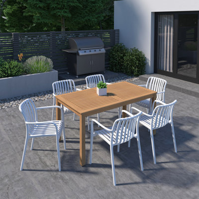Amazonia Breian FSC Wood And And Resin Outdoor Patio Dining Set