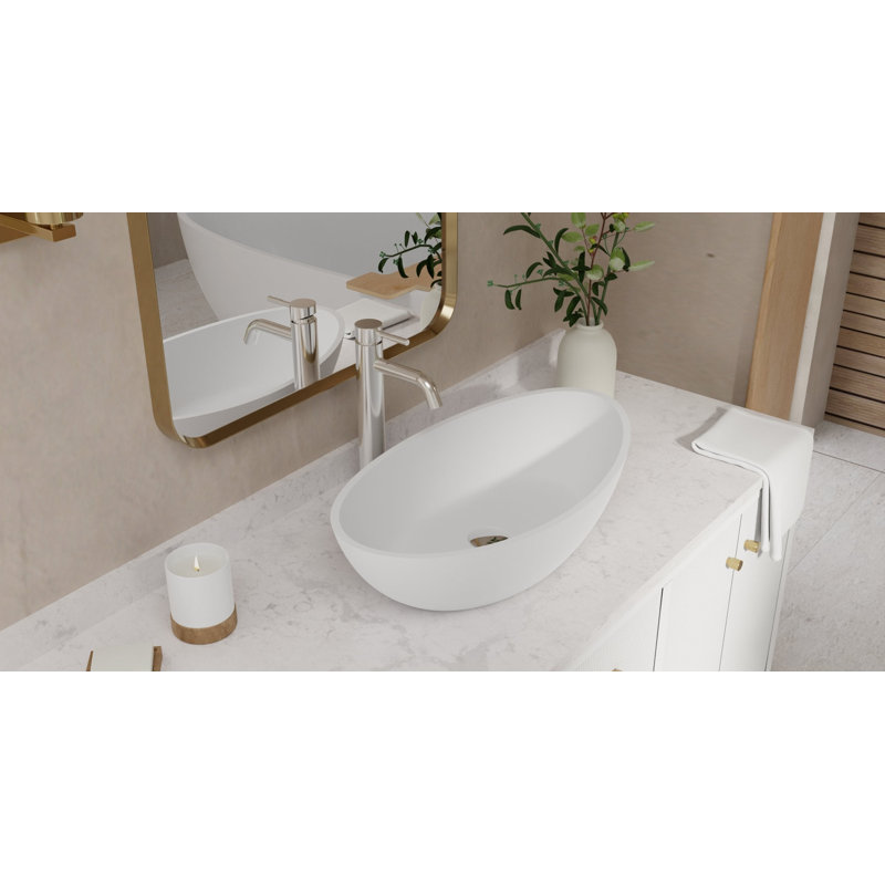 Lavabo de salle de bain vasque en résine 24 po x 13 po Badeloft WB-03-MGRY en gris mat, Matte Grey
