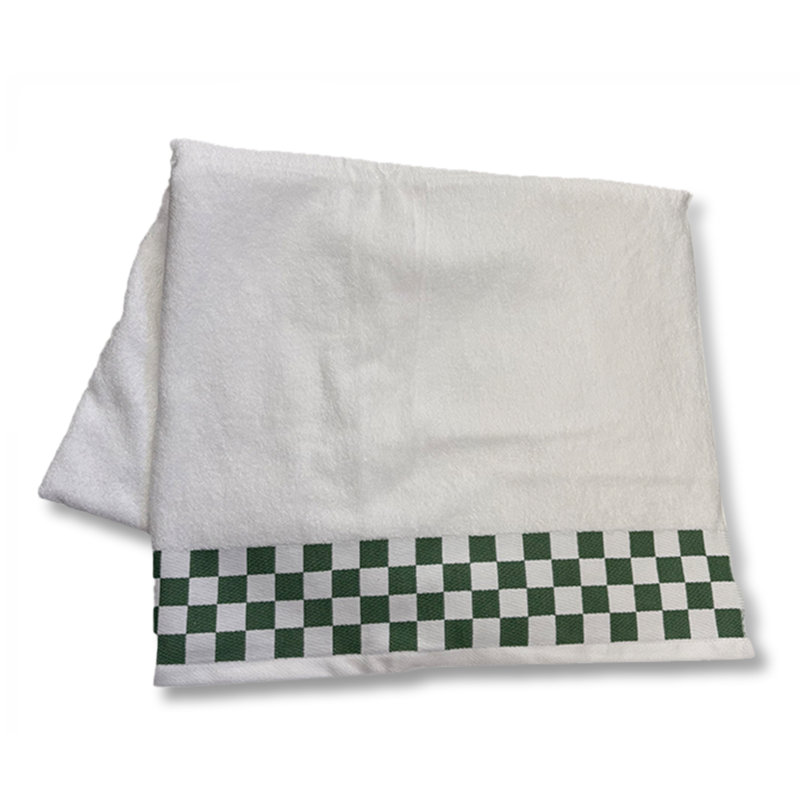 Bath Sheet With Indigo Check Border, White/Green, Bath Sheet - 1 Pack